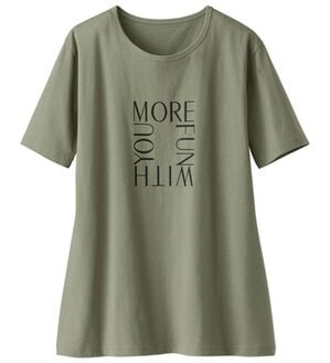 BELLUNA（ベルーナ）の「綿１００％プリントＴシャツ（Tシャツ）」｜オリーブ(ロゴ)