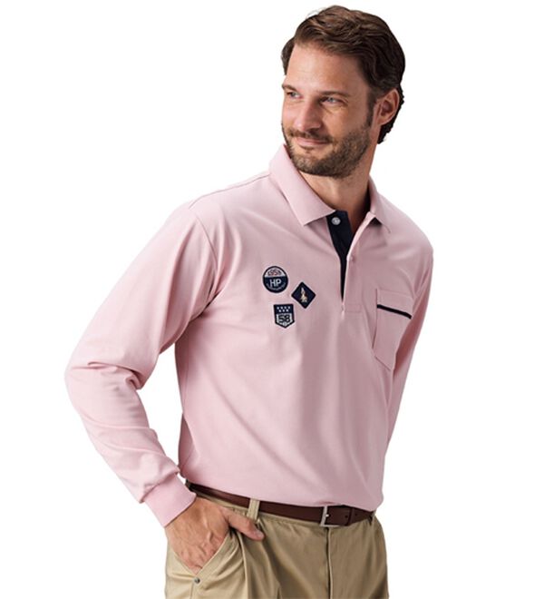 「＜ハッシュパピー＞配色長袖ポロシャツ（メンズポロシャツ）」｜詳細画像