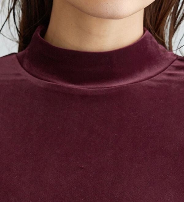 BELLUNA（ベルーナ）の「艶やかシアーベロア袖シャーリングプルオーバー（カットソー）」｜詳細画像