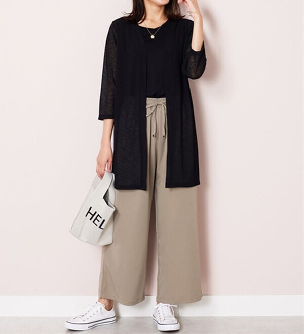 BELLUNA（ベルーナ）の「【接触冷感】なめらかタッチイージーワイドパンツ（ワイドパンツ・ガウチョ）」｜詳細画像