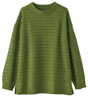 BELLUNA（ベルーナ）の「涼やか透かし編ニットプルオーバー（ニット・セーター）」｜グリーン