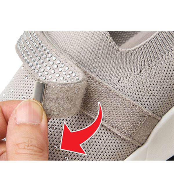 ルフラン（ルフラン）の「ビジュー付４Ｅベルトニットスニーカー（スニーカー）」｜詳細画像