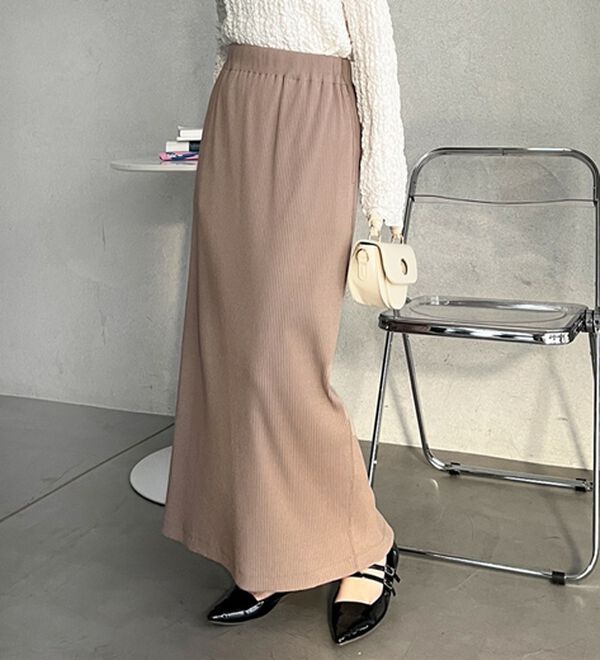 GeeRA（ジーラ）の「【着回し力◎】楽ちんすっきり見え！リブロングスカート（ロングスカート）」｜詳細画像