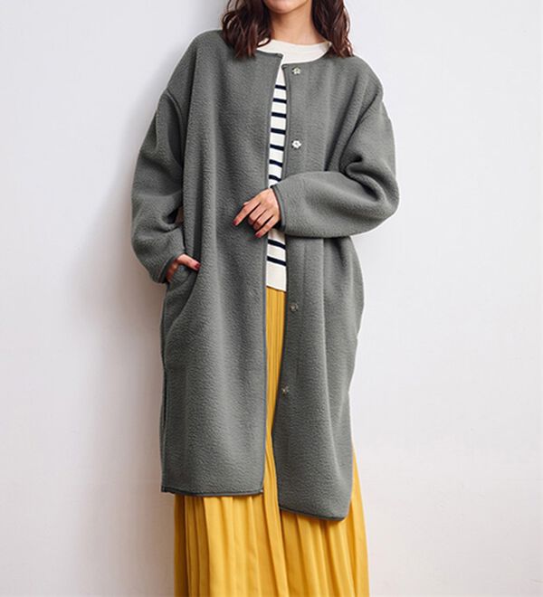 RANAN（ラナン）の「ノーカラーボアコート（ロングコート）」｜詳細画像