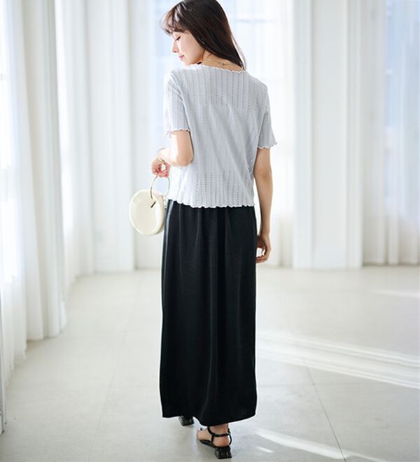 RANAN（ラナン）の「透かし柄メロー配色Ｔシャツ（カットソー）」｜詳細画像