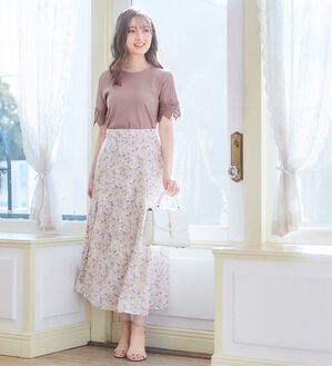 alotta（アロッタ）の「袖レーステレコリブトップス（カットソー）」｜ピンク