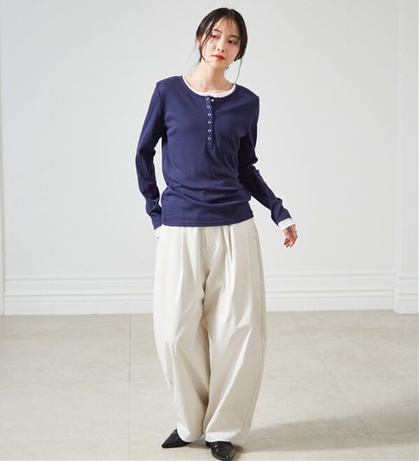 RANAN（ラナン）の「レイヤードヘンリーネックリブTシャツ（カットソー）」｜詳細画像