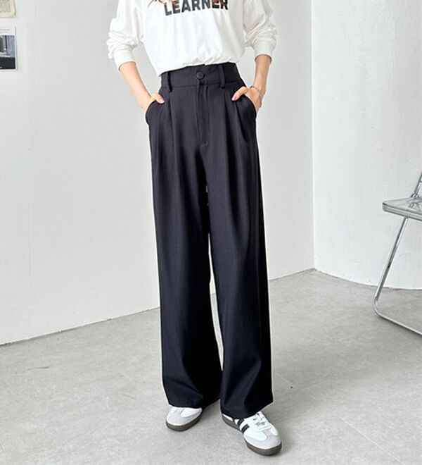 GeeRA（ジーラ）の「着心地抜群！ハイウエストダブルタックワイドパンツ（フルレングスパンツ）」｜詳細画像