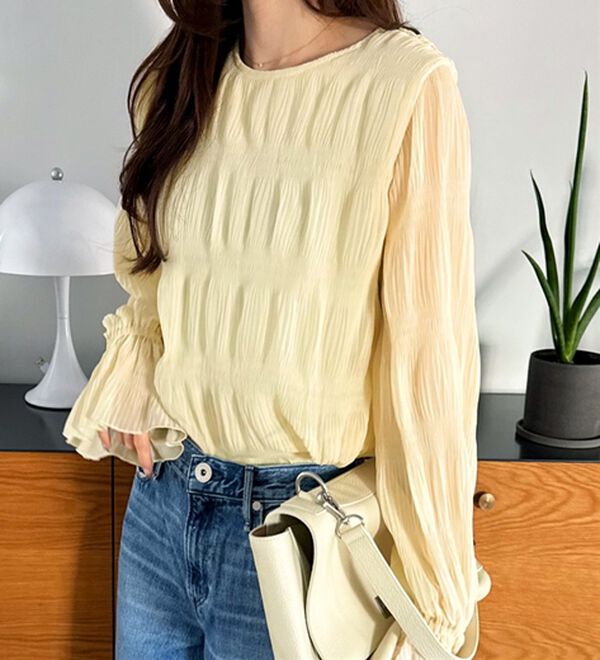 GeeRA（ジーラ）の「シアーシャーリングキャンディー袖ブラウス（ブラウス）」｜詳細画像