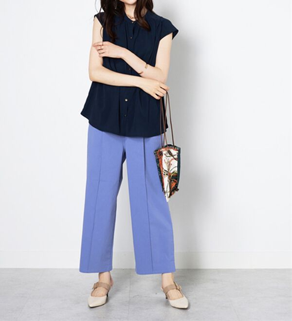 BELLUNA（ベルーナ）の「麻入りストレッチタックワイドパンツ（ワイドパンツ・ガウチョ）」｜詳細画像