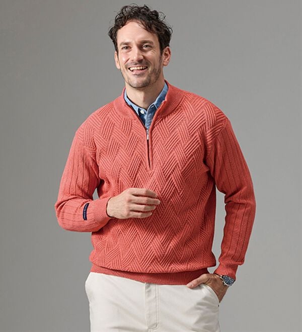 「＜コムルヴァン・オム＞トレーナー感覚で着られるハーフジップセーター（メンズニット・セーター）」｜詳細画像