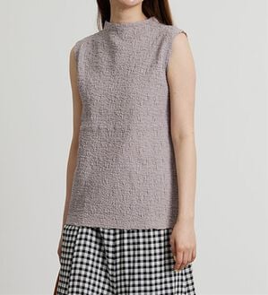 BELLUNA（ベルーナ）の「クラッシュジャカードハイネックプルオーバー・タンクトップ（カットソー）」｜ローズグレー タンクトップ