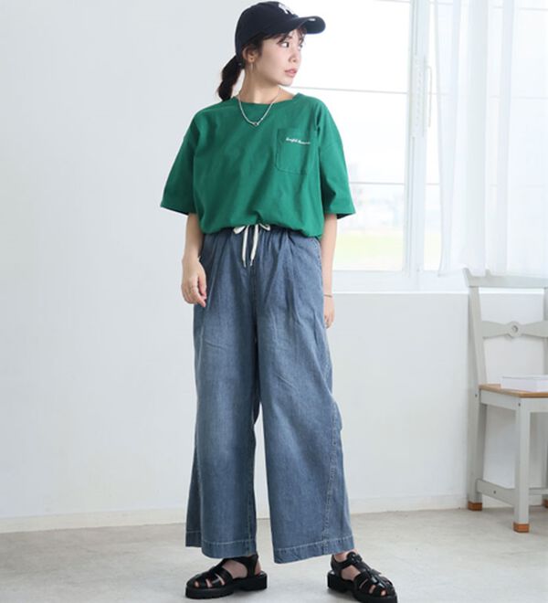 A HAPPY MARILYN（アハッピーマリリン）の「【Ｍ～８Ｌ】楽して叶う！イージーデニムワイドパンツ（ワイドパンツ・ガウチョ）」｜詳細画像