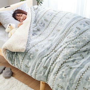 iellio（イエリオ）の「【８日間限定価格】もこもこボアとフランネルの毛布にもなるあったか布団カバー＜フランネル・北欧調・肌ざわり＞（掛布団カバー）」｜詳細画像
