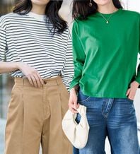 RANAN（ラナン）の「【選べる袖丈】＜BC＞綿100％プチハイネックＴシャツ（カットソー）」