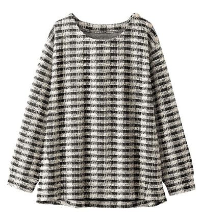 BELLUNA（ベルーナ）の「ツイード調肩ボタンデザインプルオーバー（カットソー）」