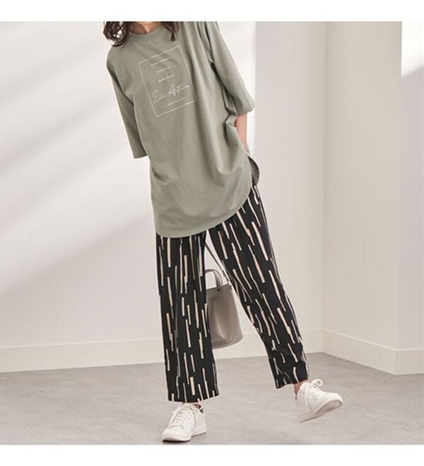 BELLUNA（ベルーナ）の「【接触冷感】レーヨン素材プリントワイドパンツ（ワイドパンツ・ガウチョ）」｜詳細画像