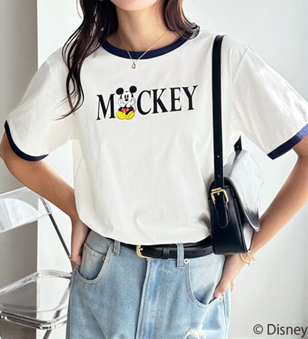 GeeRA（ジーラ）の「【Disney/ディズニー】別注/Mickey Mouse＆Minnie Mouse/リンガープリントTシャツ（カットソー）」｜詳細画像