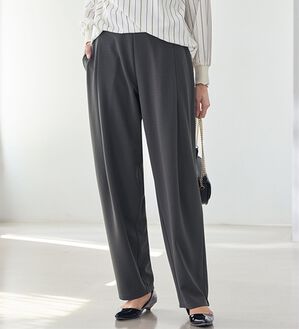 BELLUNA（ベルーナ）の「ワイドテーパード美脚パンツ（フルレングスパンツ）」｜チャコール