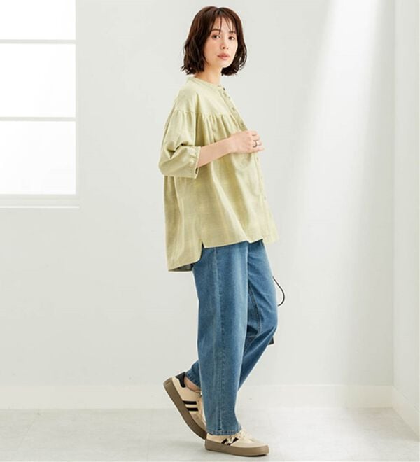 BELLUNA（ベルーナ）の「ダブルガーゼ素材切替デザインブラウス（ブラウス）」｜詳細画像