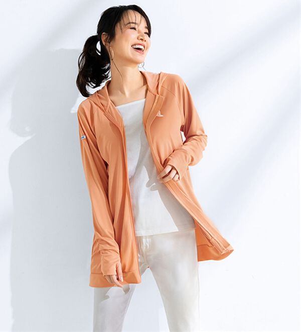 BELLUNA（ベルーナ）の「＜ＳＥＡ　ＢＲＥＥＺＥ＞ＵＶ対策！ひんやりラッシュガード（パーカー）」｜せっけん(オレンジ)