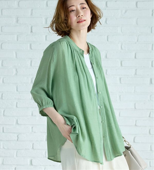 BELLUNA（ベルーナ）の「スラブ素材ギャザーデザインブラウス（ブラウス）」｜詳細画像