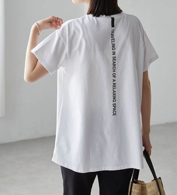 RANAN（ラナン）の「【接触冷感】ロゴプリントチュニックTシャツ（Tシャツ）」｜詳細画像