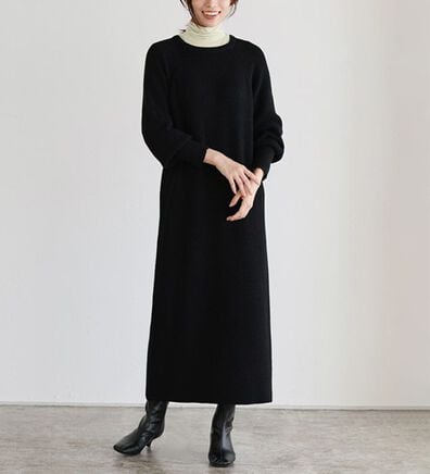 Pierrot（ピエロ）の「【Pierrot限定サイズ】パフスリーブロングニットワンピース（ニットワンピース）」