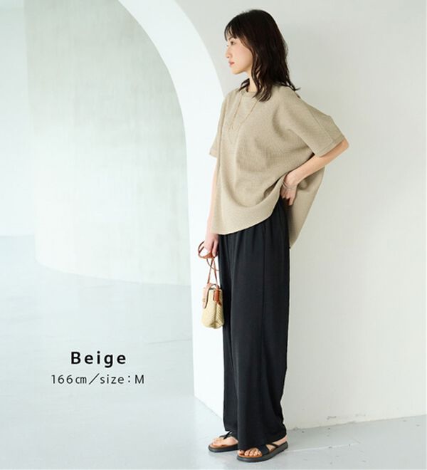 BELLUNA（ベルーナ）の「【快適Ｌａｂ．】ドライワッフル素材ドルマンプルオーバー（カットソー）」｜詳細画像