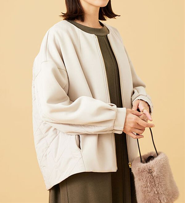 BELLUNA（ベルーナ）の「中わたキルト切替ノーカラージャケット（ノーカラージャケット）」｜詳細画像