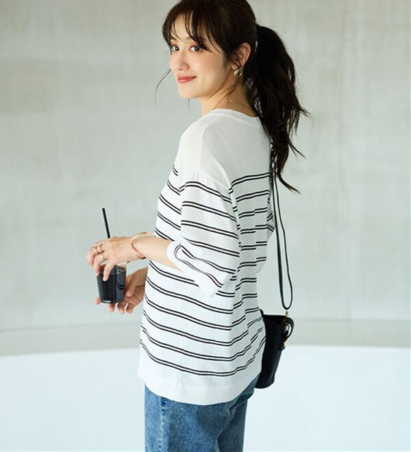 BELLUNA（ベルーナ）の「肌に張り付かない！シャリ冷や高見えニットＴ（ニット・セーター）」｜詳細画像