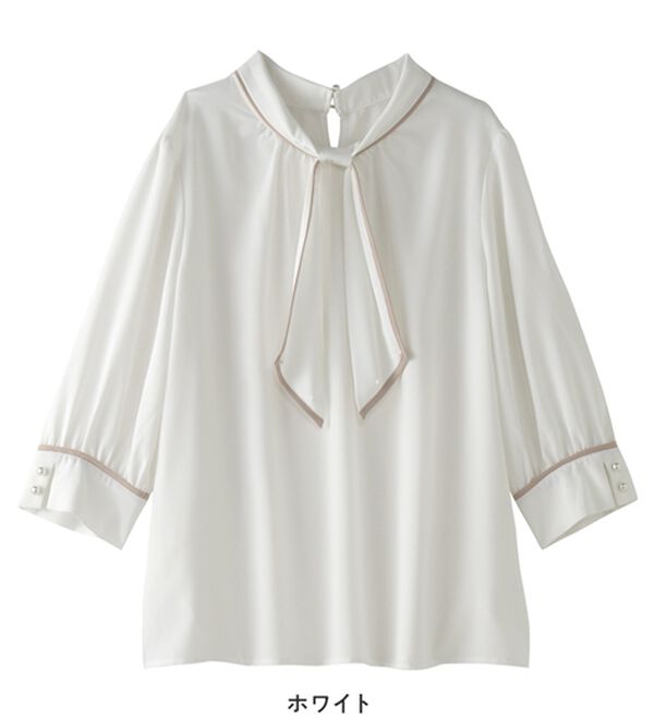 alotta（アロッタ）の「袖口パール6分袖ブラウス（ブラウス）」｜詳細画像