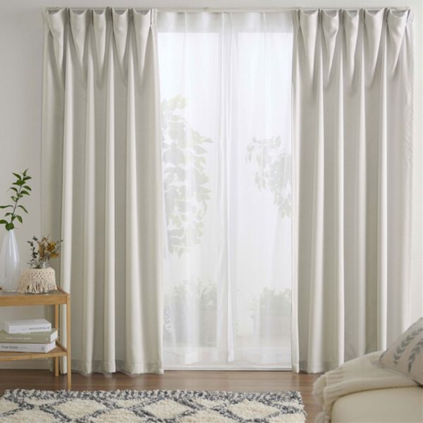 お買得カーテンセット＜3級遮光・4枚組・洗える・無地・既製サイズ