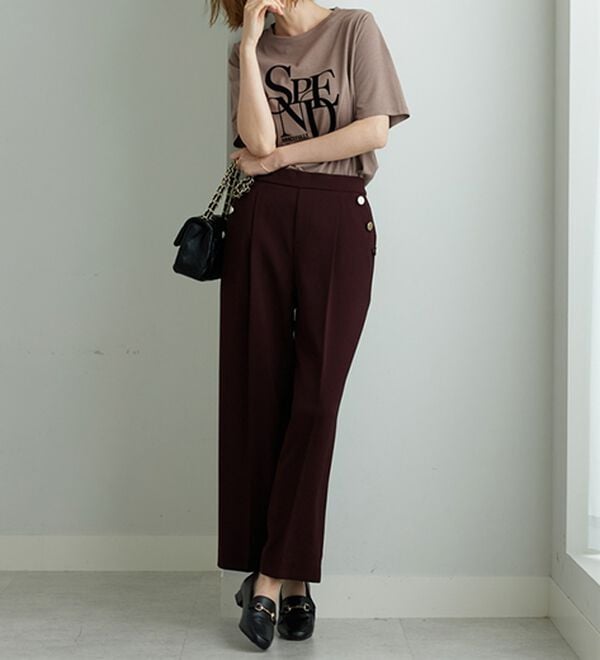 BELLUNA（ベルーナ）の「メランジストレッチ素材ワイドパンツ（ワイドパンツ・ガウチョ）」｜詳細画像