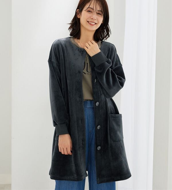 BELLUNA（ベルーナ）の「ふんわりなめらか裏ベロアカーデワンピース（その他カーディガン）」｜詳細画像