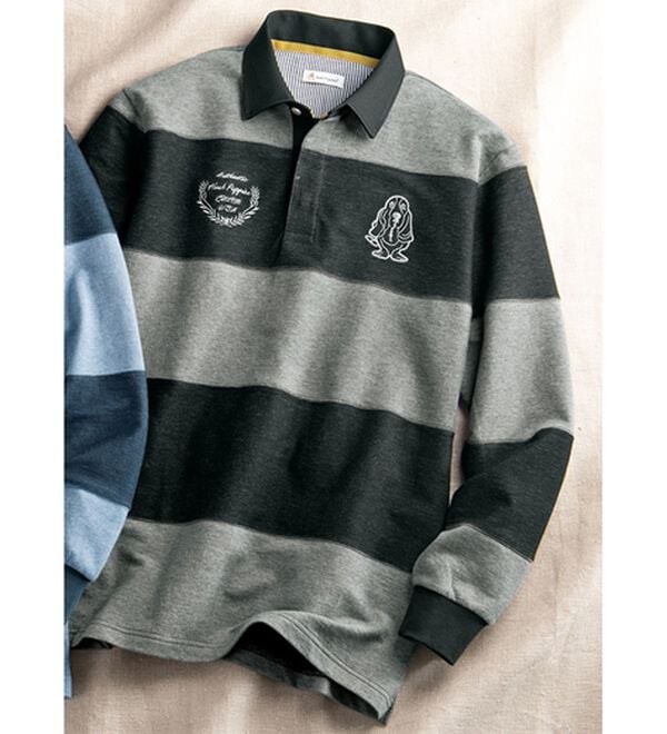 「＜ハッシュパピー＞デニム調ビッグドックポロ（メンズポロシャツ）」｜ブラック