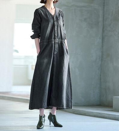 RANAN（ラナン）の「ロング丈デザインデニムワンピース（その他ワンピース）」