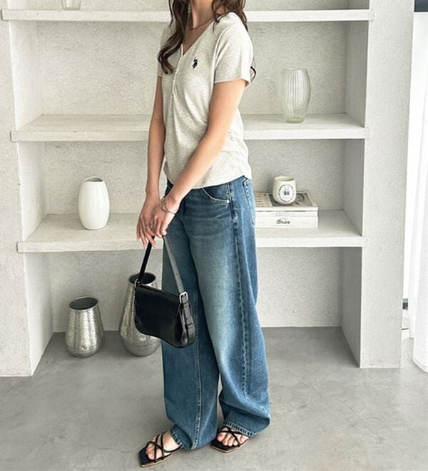 GeeRA（ジーラ）の「【ＵＳ．ＰＯＬＯ．ＡＳＳＮ】接触冷感Vネックヘンリーリブカットソー（カットソー）」｜詳細画像