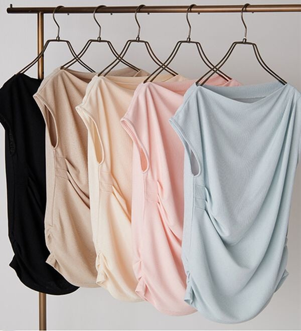 RANAN（ラナン）の「【ひんやり・ＵＶ】タックドレープフレンチスリーブカットソー（Tシャツ）」｜詳細画像