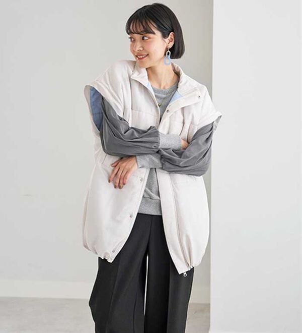 BELLUNA（ベルーナ）の「ベストにもなる！はっ水ヤク混中わたビッグコート（ハーフコート）」｜詳細画像