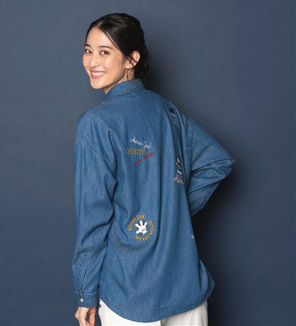 BELLUNA（ベルーナ）の「＜Ｄｉｓｎｅｙ＞【ミッキー】飛ばし刺しゅうデニムシャツジャケット（シャツ）」｜詳細画像