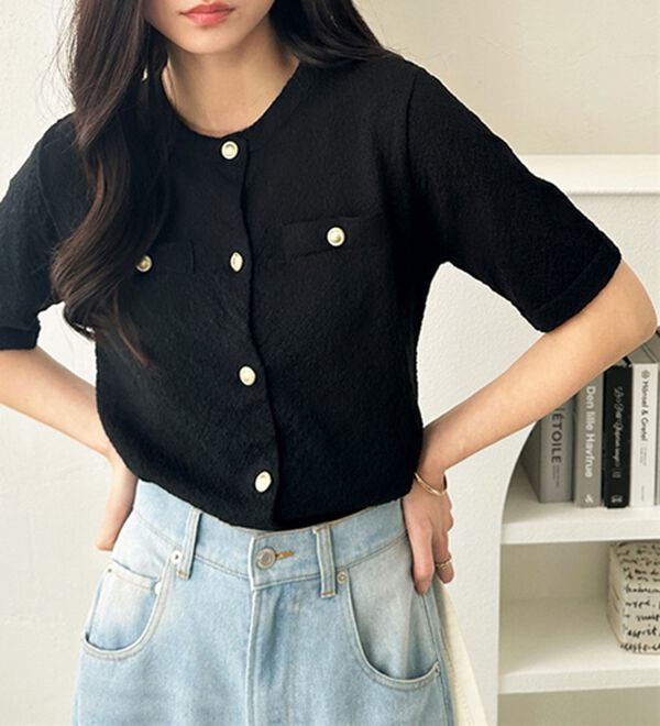 GeeRA（ジーラ）の「ゴールドボタンニットカーデ（ニットカーディガン）」｜詳細画像