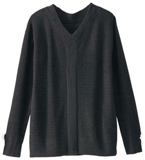 BELLUNA（ベルーナ）の「袖口パールニットプルオーバー（ニット・セーター）」｜ブラック