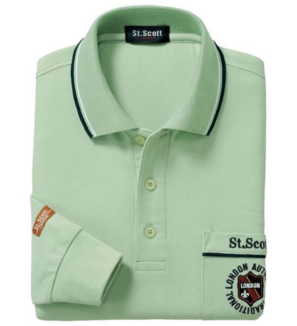 「新デザイン長袖ブランドポロシャツ（メンズポロシャツ）」｜ミント