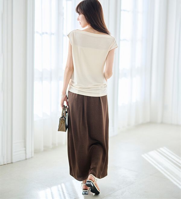 RANAN（ラナン）の「【ひんやり・ＵＶ】タックドレープフレンチスリーブカットソー（Tシャツ）」｜詳細画像