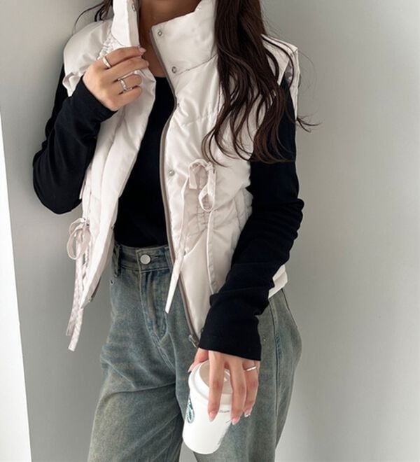 GeeRA（ジーラ）の「リボンフェイクダウンベスト（ベスト）」｜詳細画像