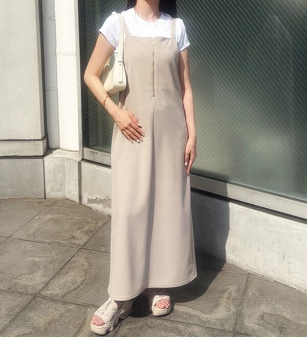 GeeRA（ジーラ）の「ハーフジップキャミワンピース（カットソーワンピース）」｜詳細画像