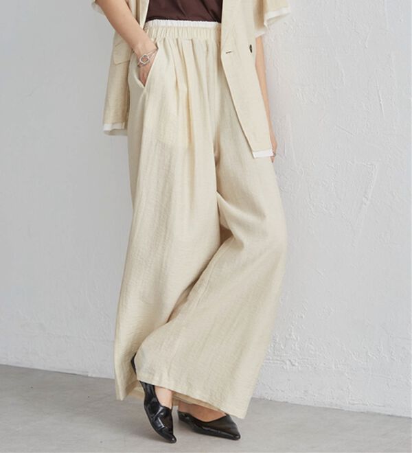 RANAN（ラナン）の「ダブルウエストシアーイージーパンツ（ワイドパンツ・ガウチョ）」｜詳細画像