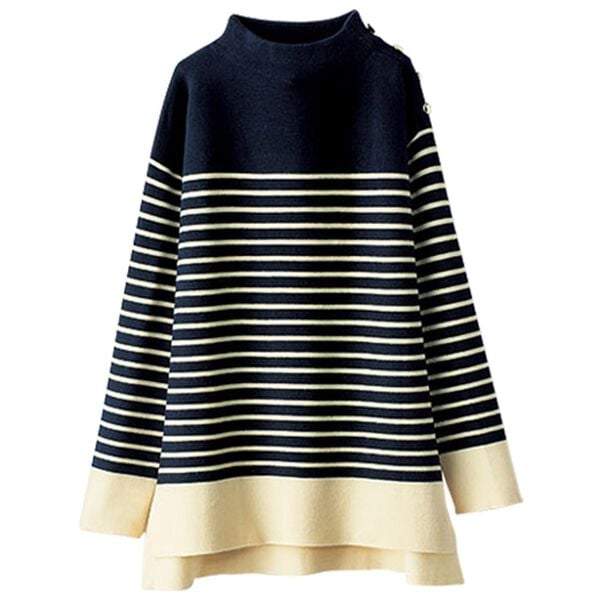 BELLUNA（ベルーナ）の「ミラノリブ素材ボーダーニットプルオーバー（ニット・セーター）」｜詳細画像