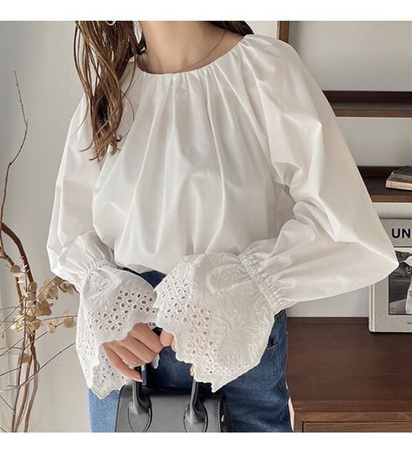 GeeRA（ジーラ）の「袖口レースギャザーブラウス（ブラウス）」｜詳細画像